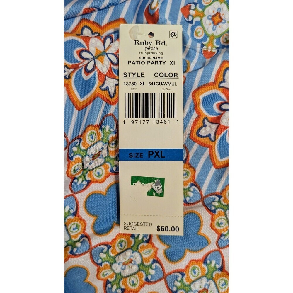 Ruby Rd Petite XL Boho Garden Party Tunic 3/4 Sleeve Top NWT - Picture 7 of 8